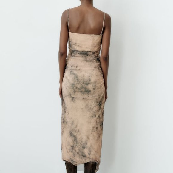 NWT SAND PRINT DRESS WITH TULLE - Picture 6 of 7